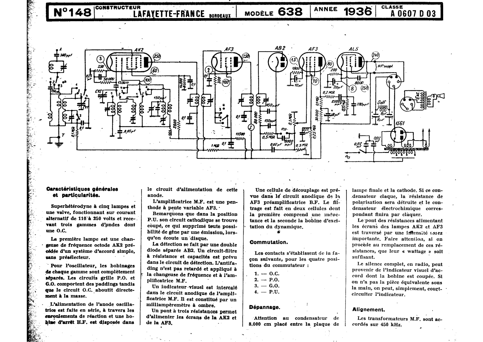 Lafayette 638 Schematic