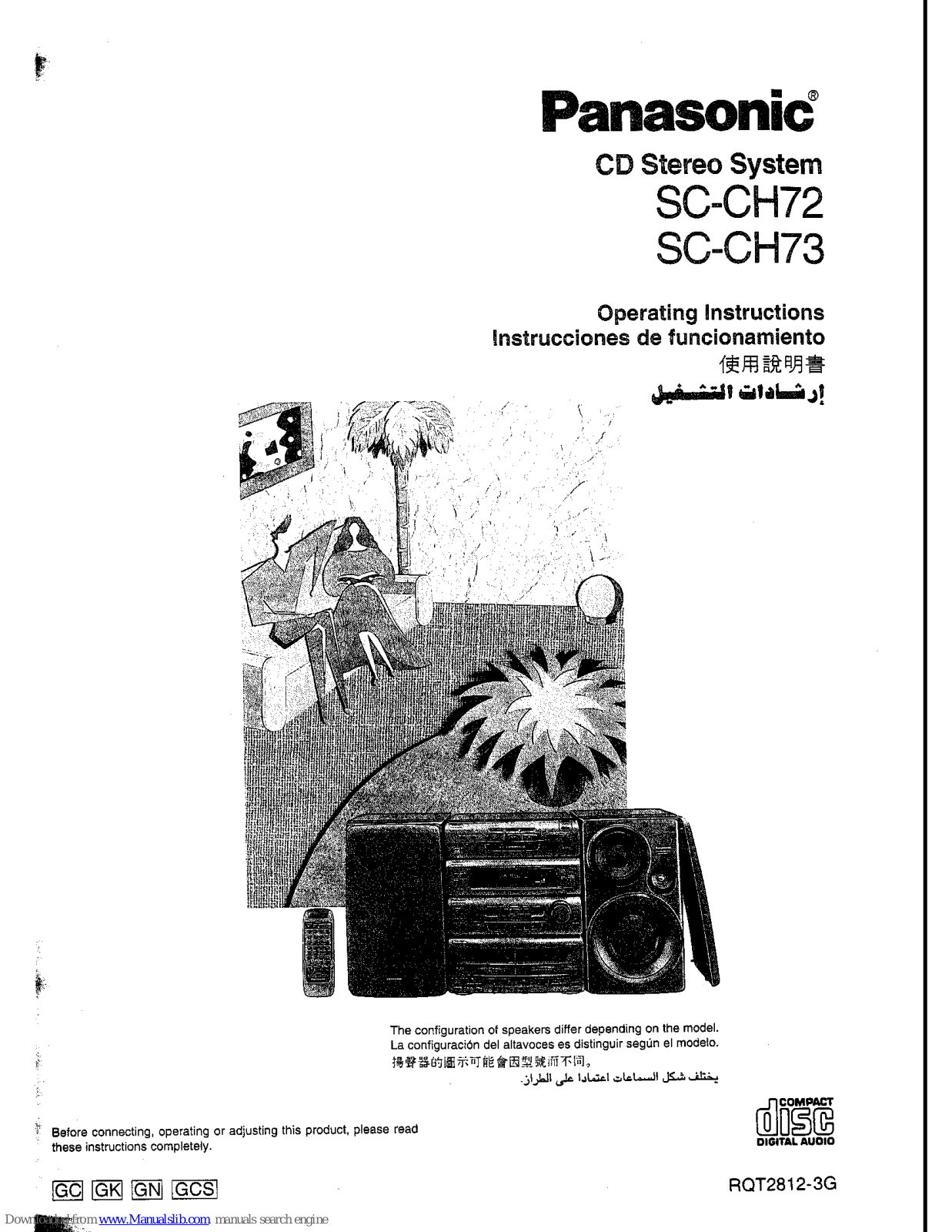 Panasonic SC-CH73, SA-CH72, SA-CH73, SB-CH410, SB-CH73 Operating Instructions Manual