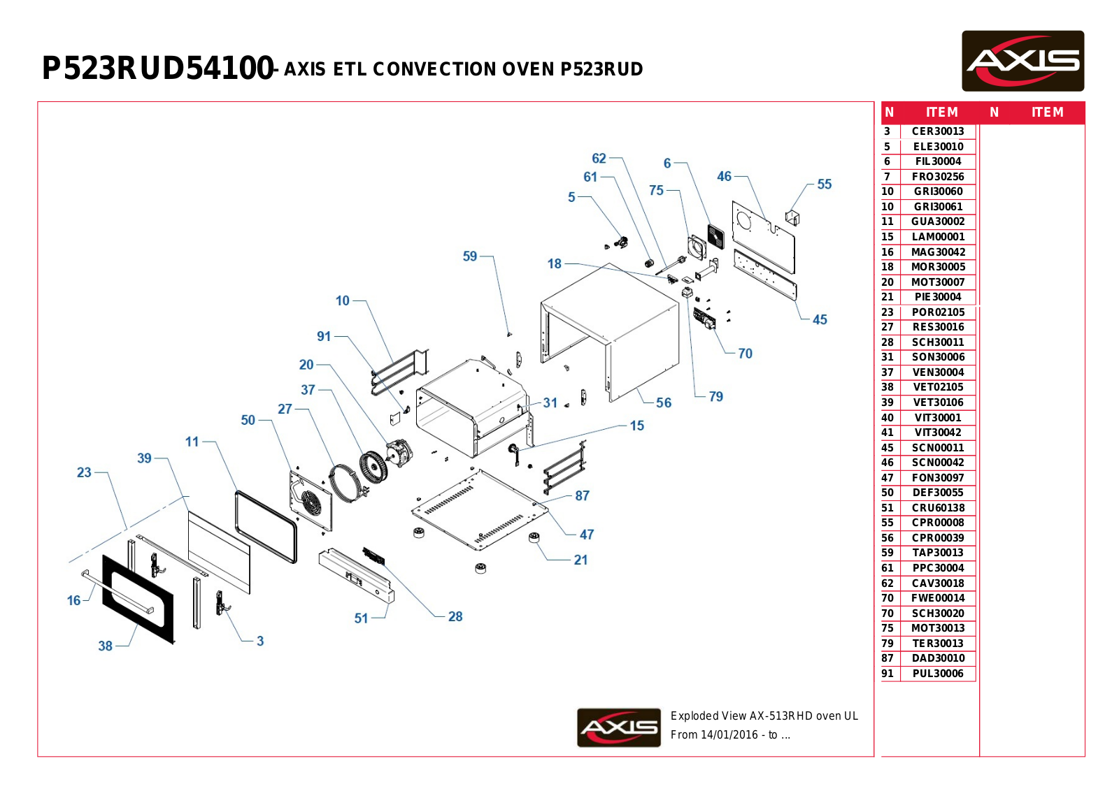 Axis AX513RHD Exploded View