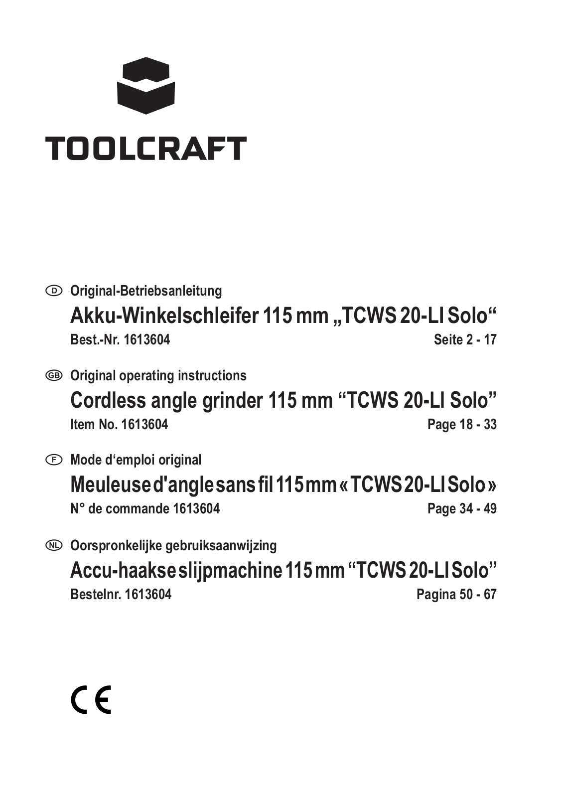 TOOLCRAFT 1613604 Instructions