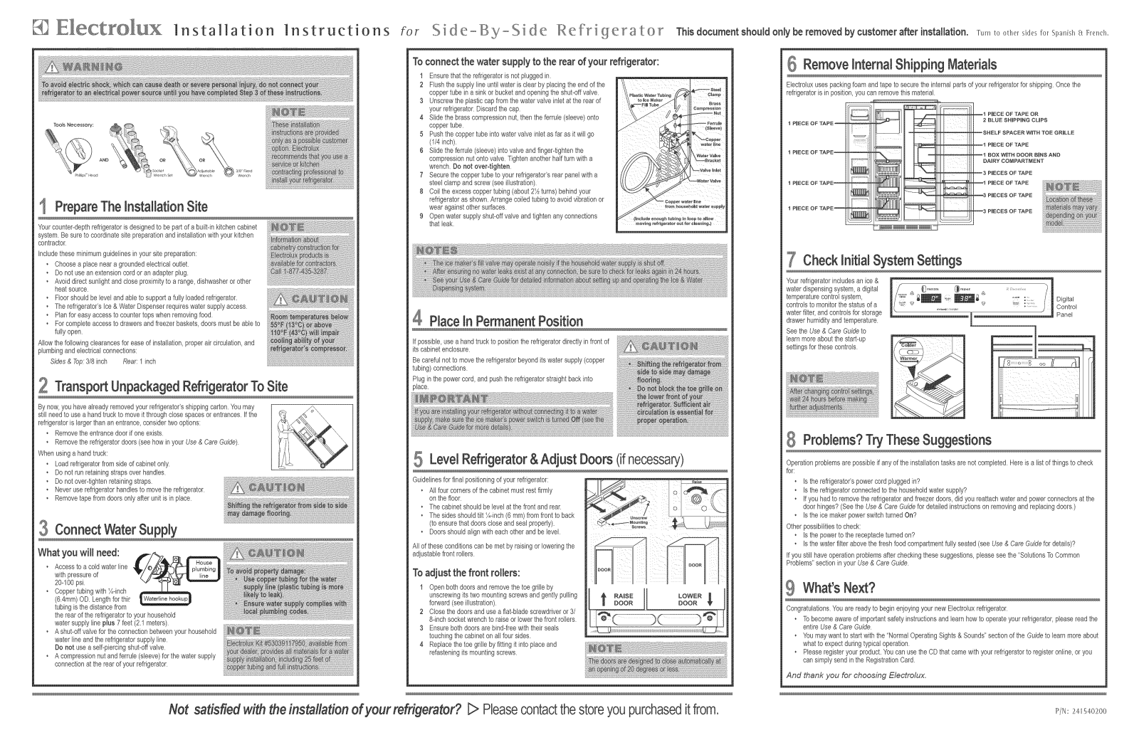 Electrolux E23CS75DSS0, E23CS75DSS1, E23CS75DSS4, E23CS75DSS5, E23CS75DSS7 Installation Guide - ManualMachine.com