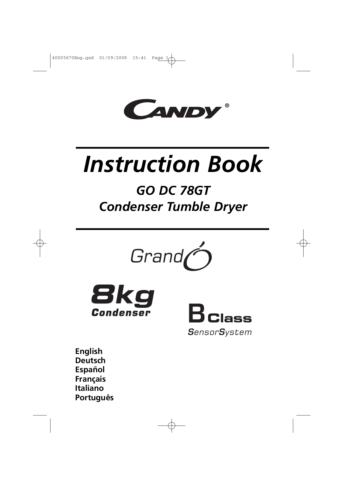 Candy GO DC78G, GO DC 78, GO DC 778, GO DC 78GT Manual