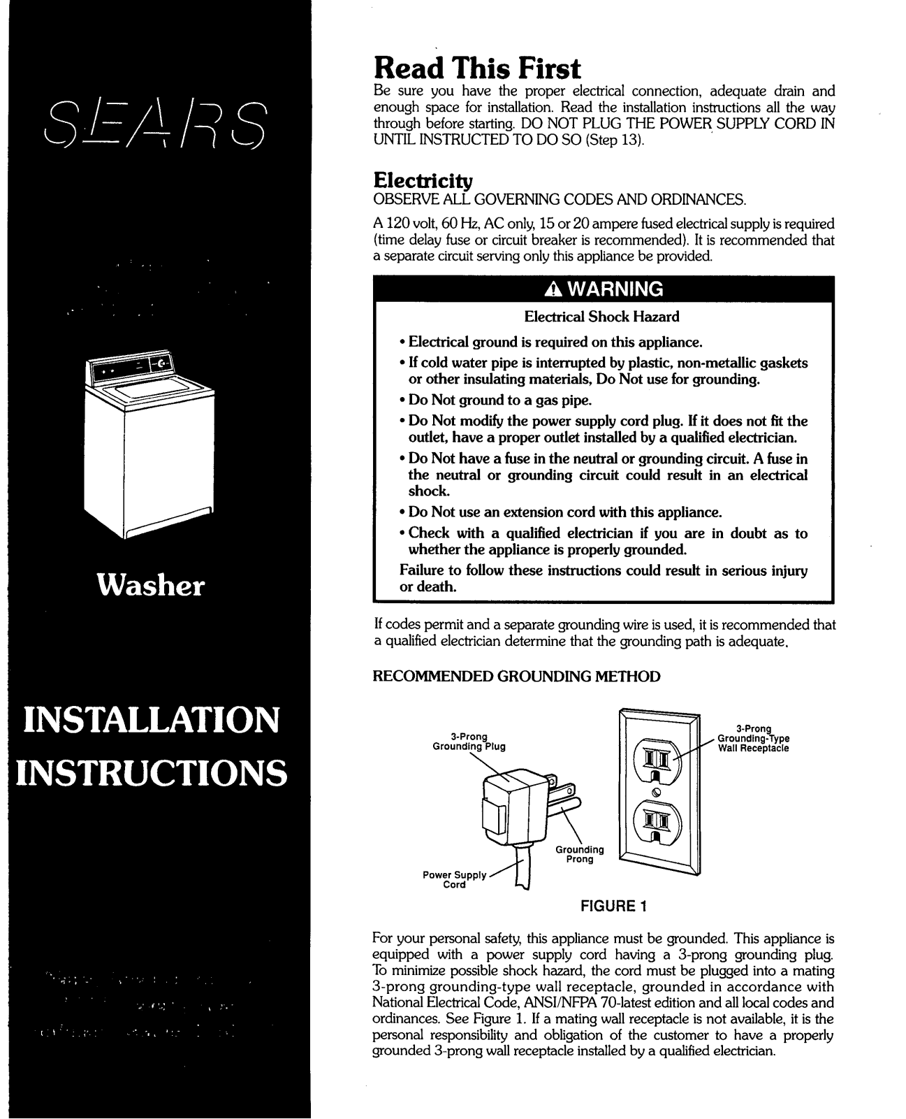 Kenmore 11092380200, 11092389200, 11092480200, 11092582220, 11092596100 Installation Guide - ManualMachine.com