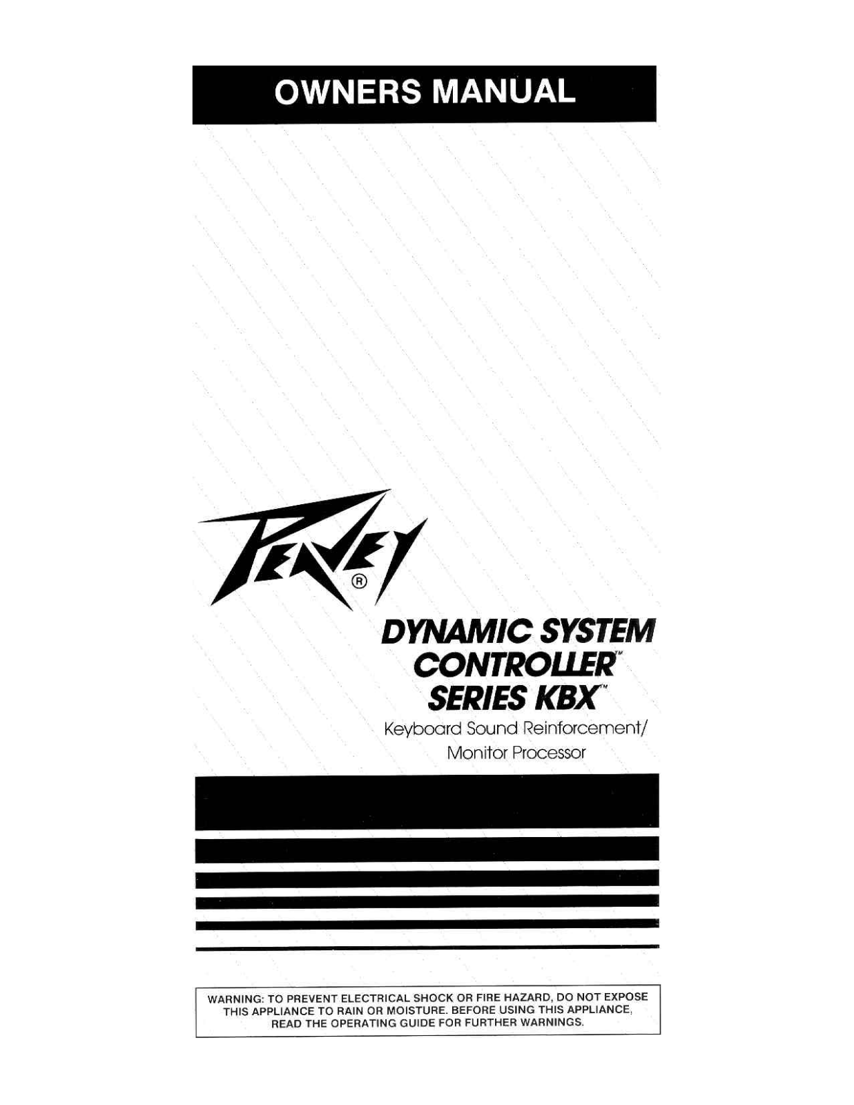 Peavey DYNAMIC SYSTEM CONTROLLER KBX Owners Manual