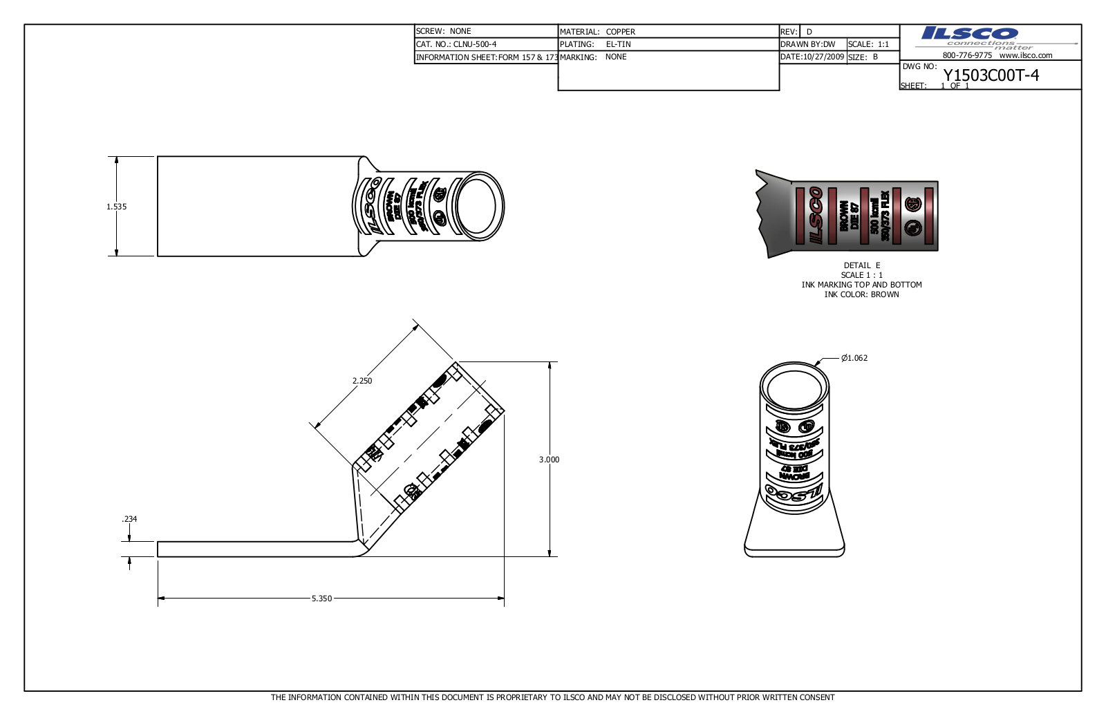 Ilsco CLNU-500-4 Data sheet