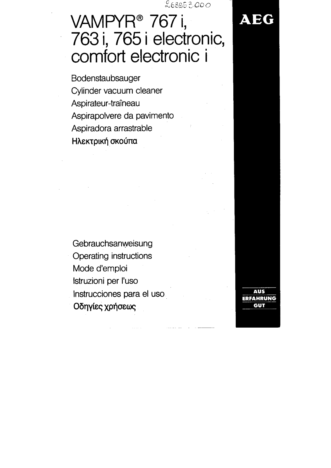 AEG VAMPYR 767 I ELECTRonic, VAMPYR 763 I ELECTRonic, VAMPYR765I User Manual