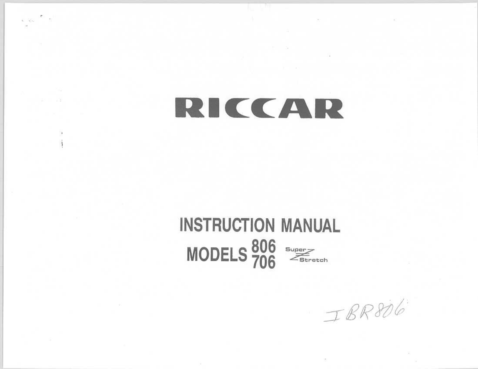 RICCAR 806 Instruction Manual