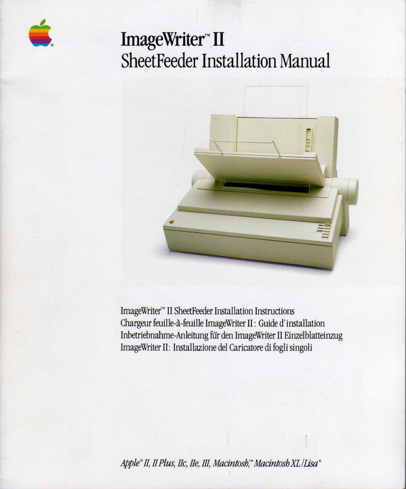 Apple ImageWriter II SheetFeeder Installation Manual