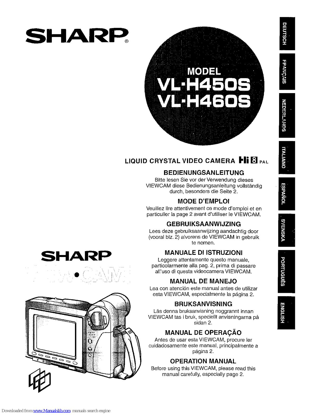 Sharp ViewCam VL-H450S, ViewCam VL-H460S Operation Manual