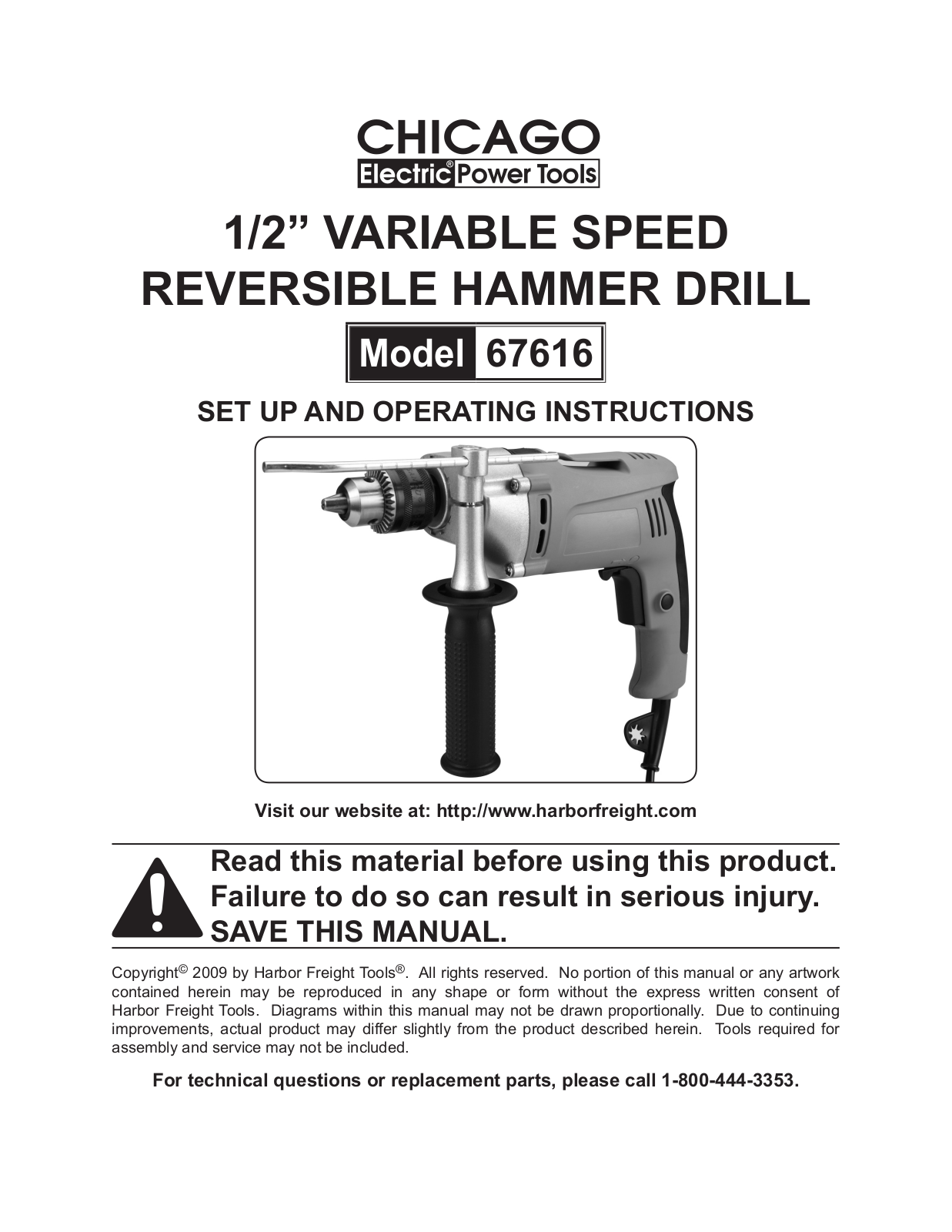 Chicago Electric 67616 User Manual