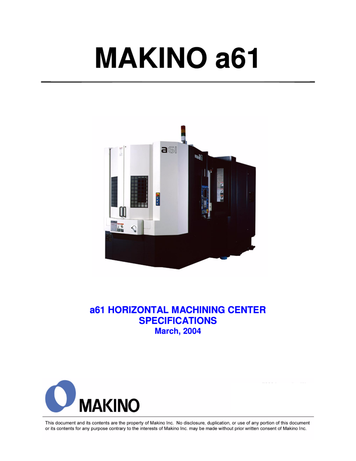 makino A61 Specification Manual