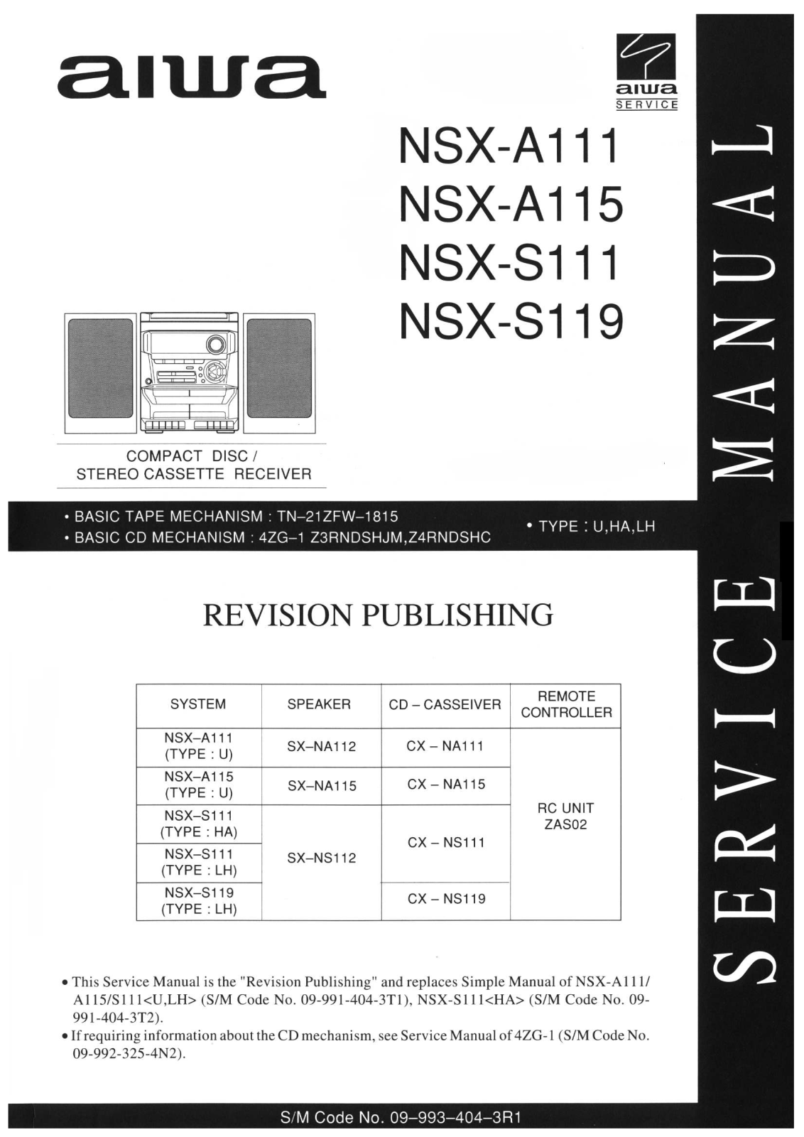 Aiwa NSX A111, NSX- A115, NSX- S111, NSX- S119 Service Manual