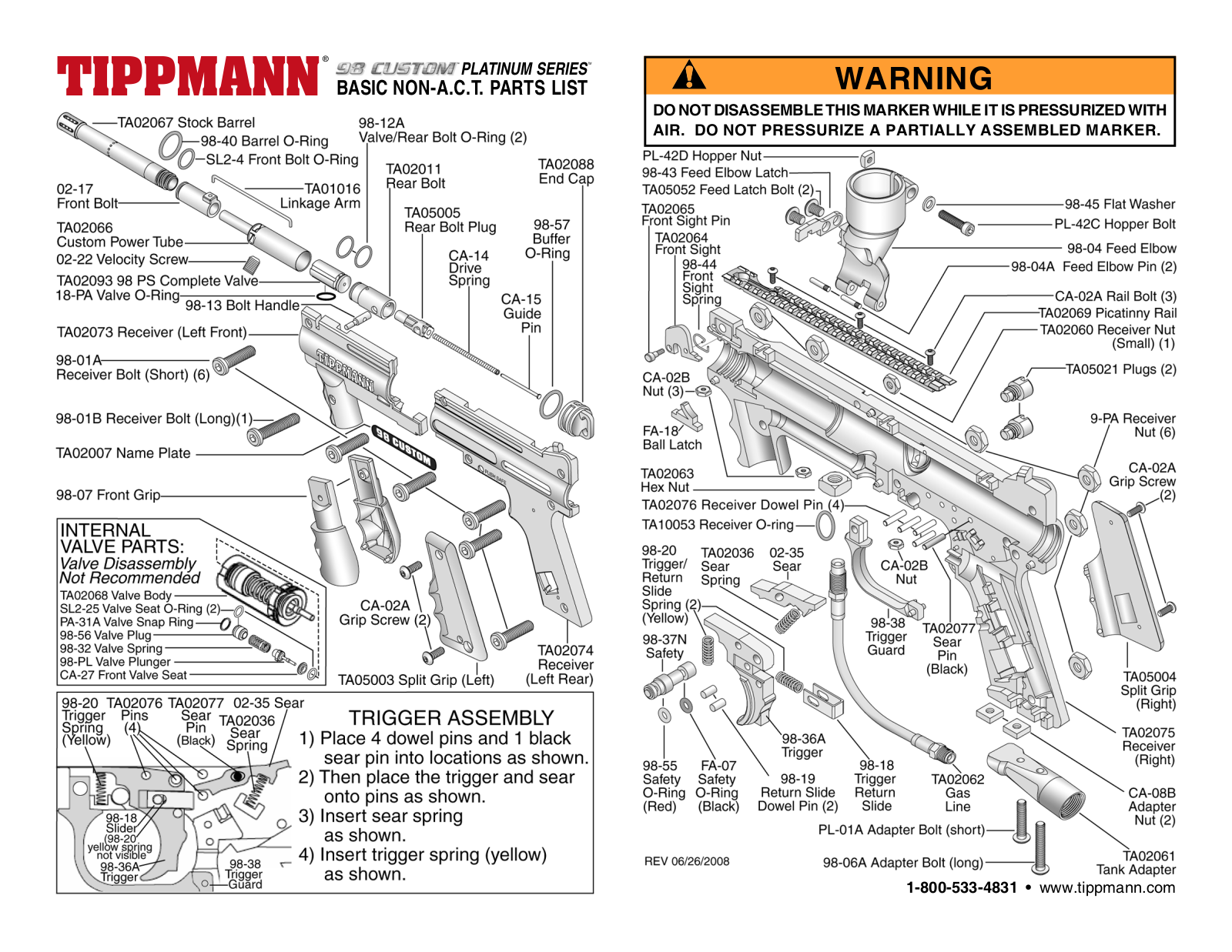 Tippmann 98 Custom Platinum Basic NON ATC User Manual