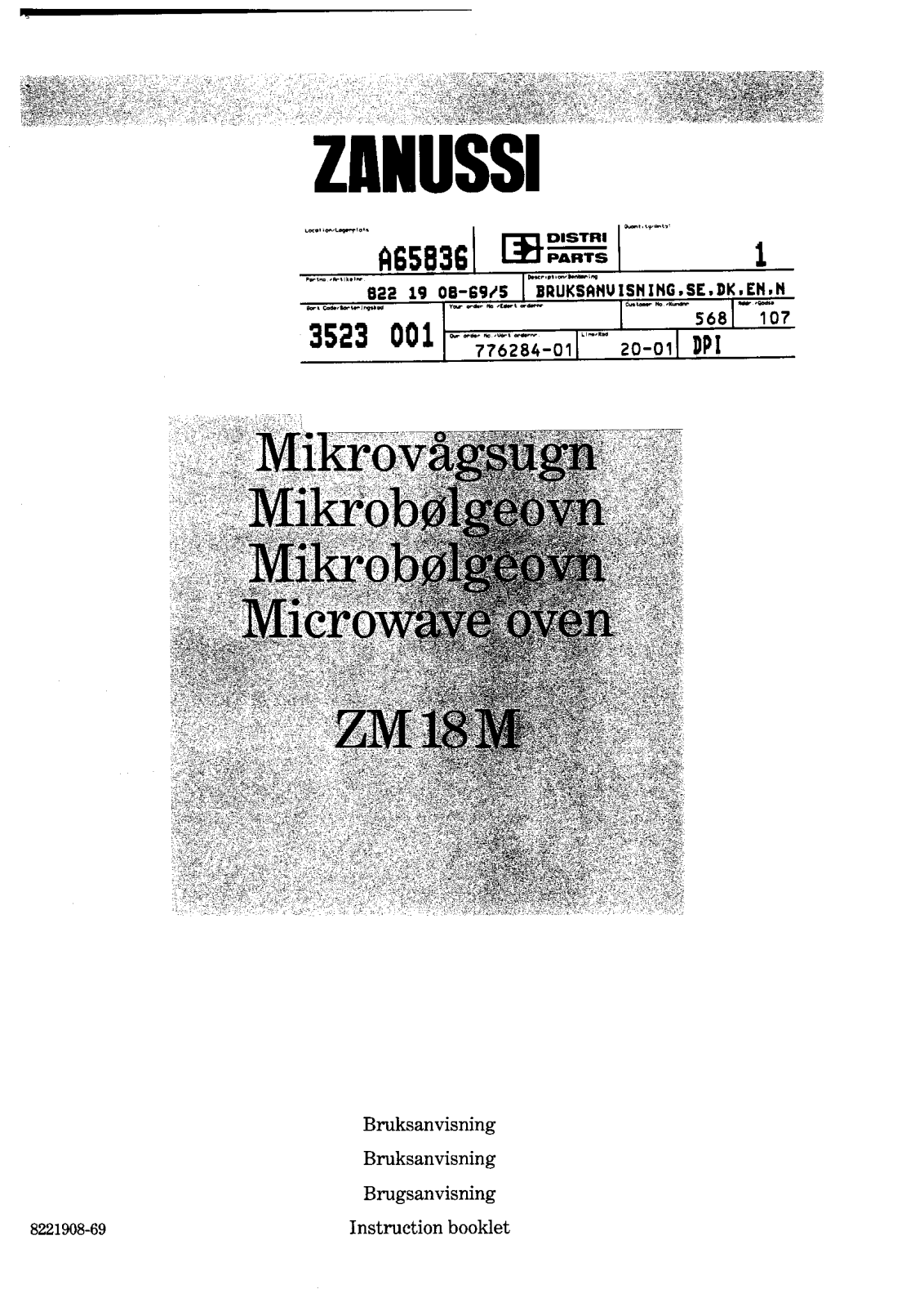 Zanussi ZM18M User Manual