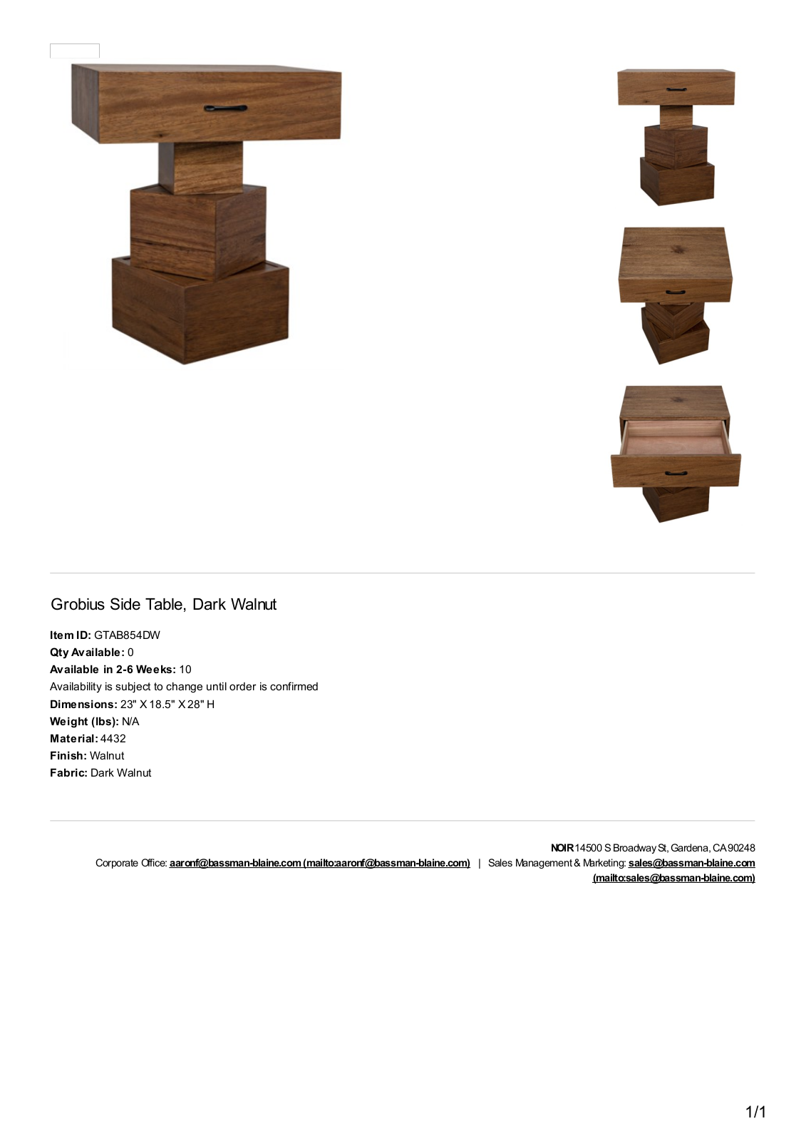 Noir MBYR8718 Specifications - ManualMachine.com