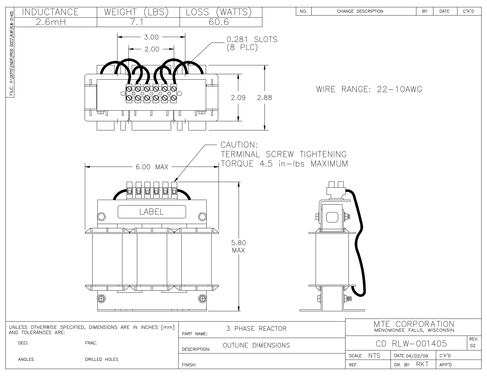 MTE RLW-001405 CAD Drawings