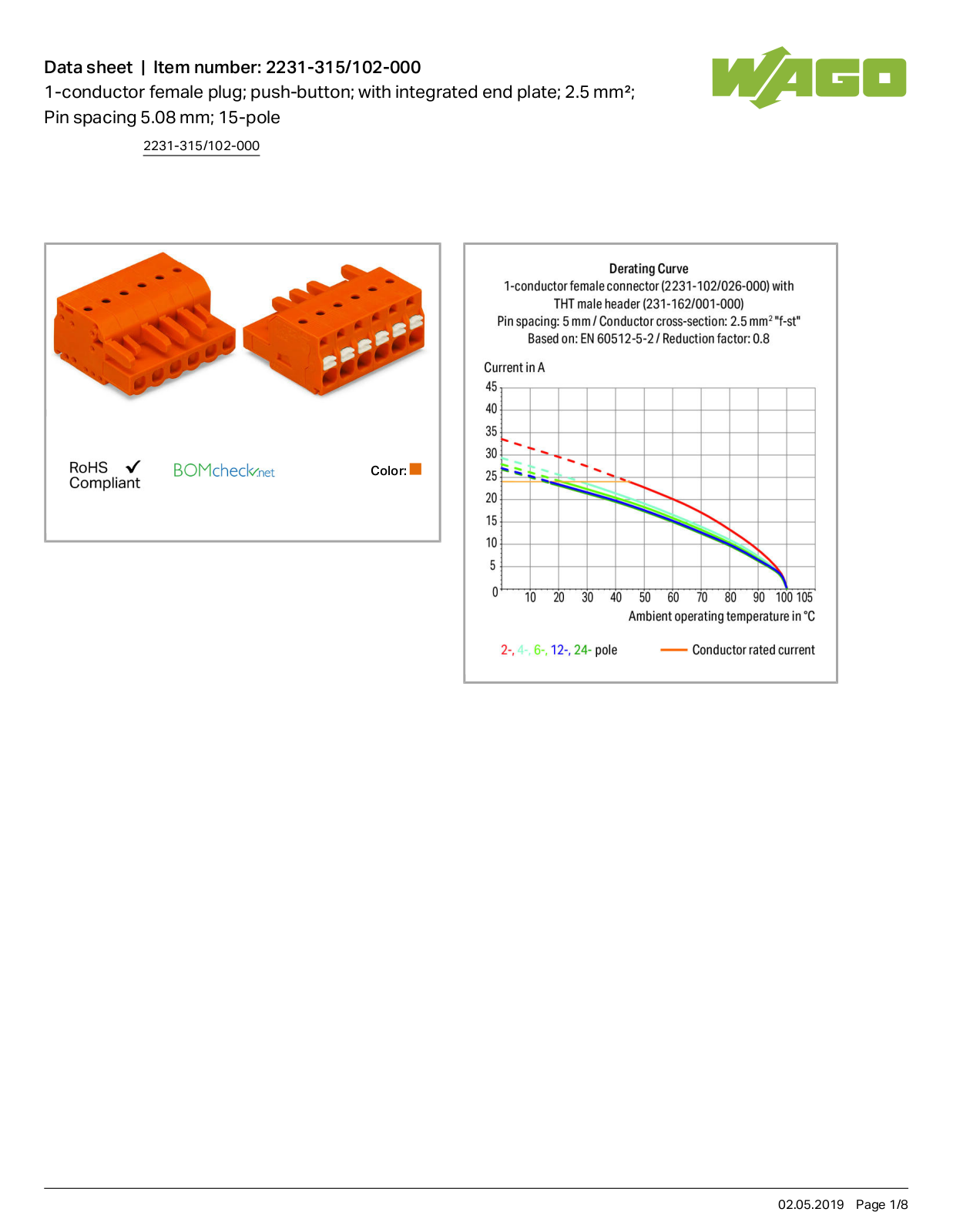 Wago 2231-315/102-000 Data Sheet