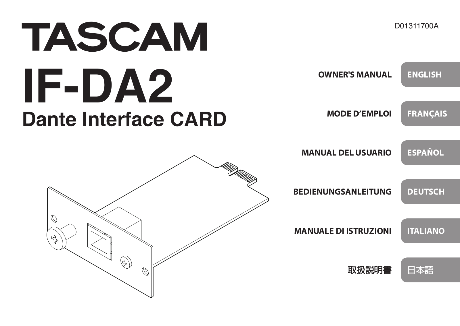 Tascam IF-DA2 Users Manual