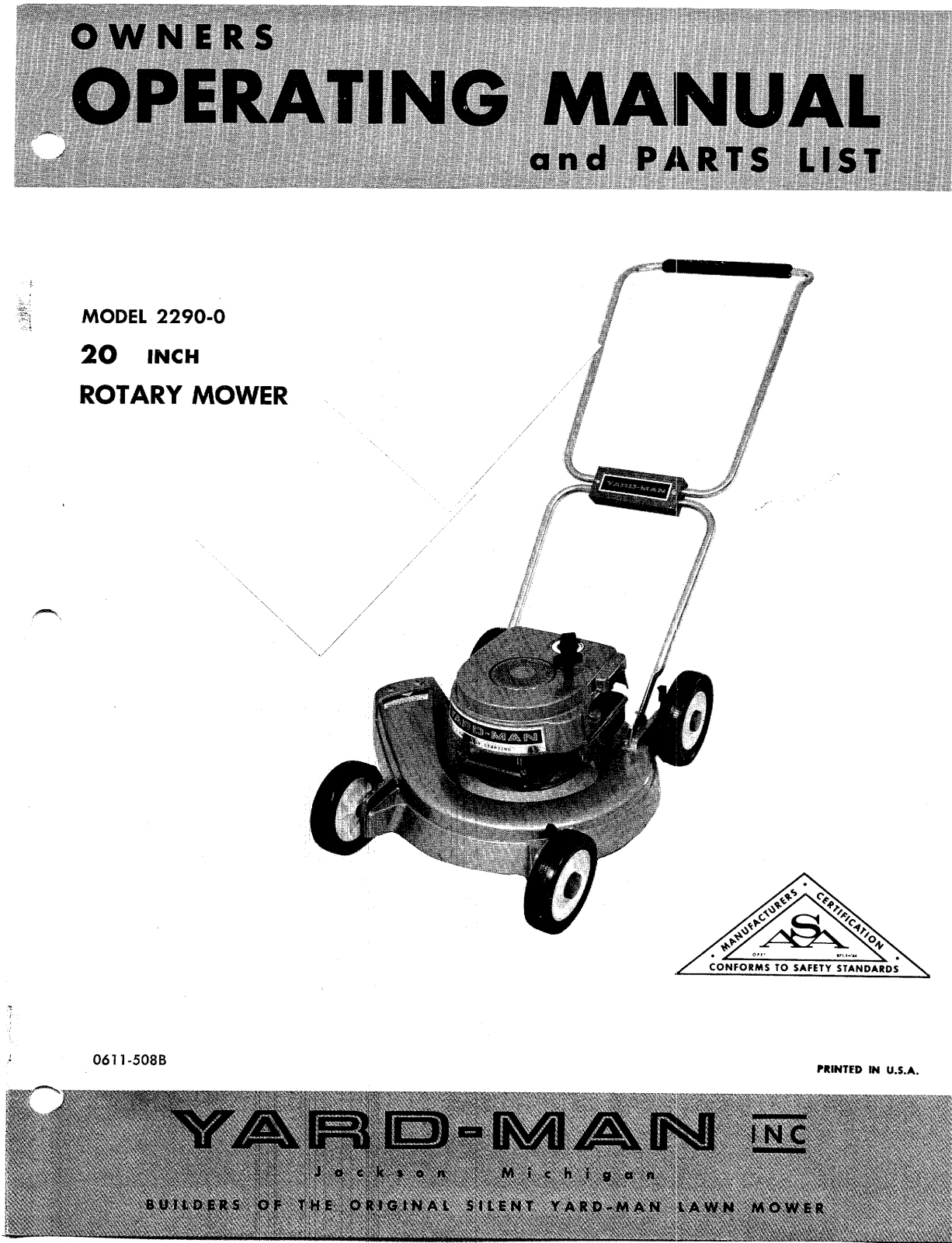 Yard-Man 2290-0 User Manual