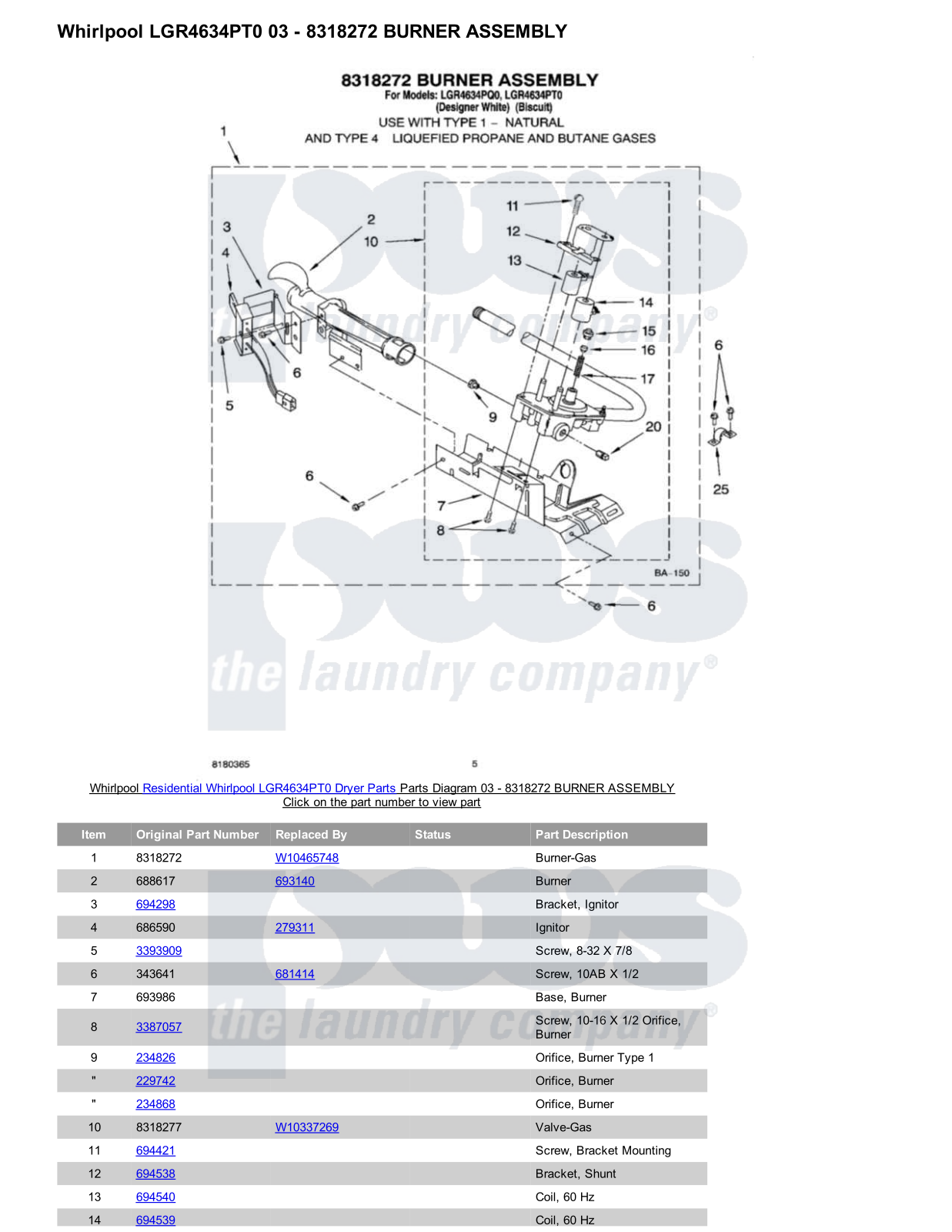 Whirlpool LGR4634PT0 Parts Diagram