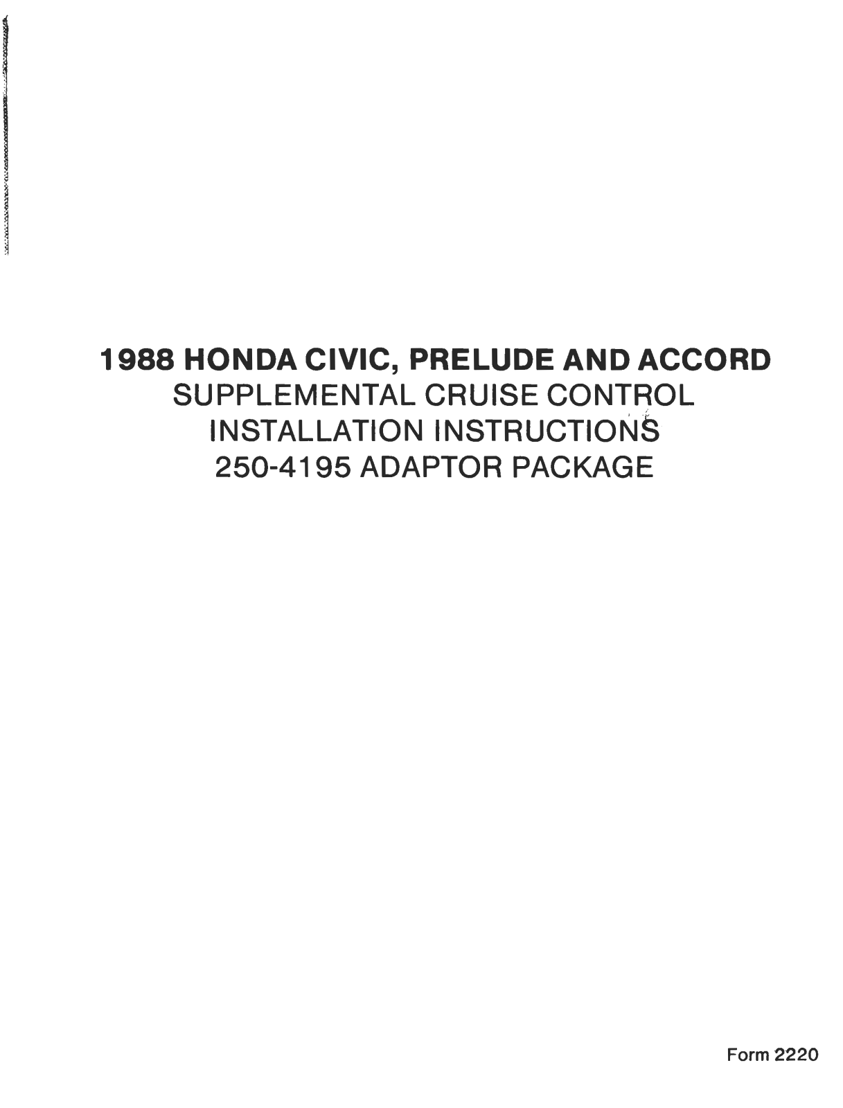 Honda Automobiles 250-4195 User Manual