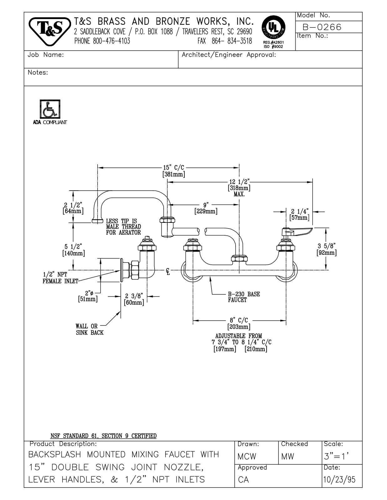 T & S Brass & Bronze Works B-0266 General Manual