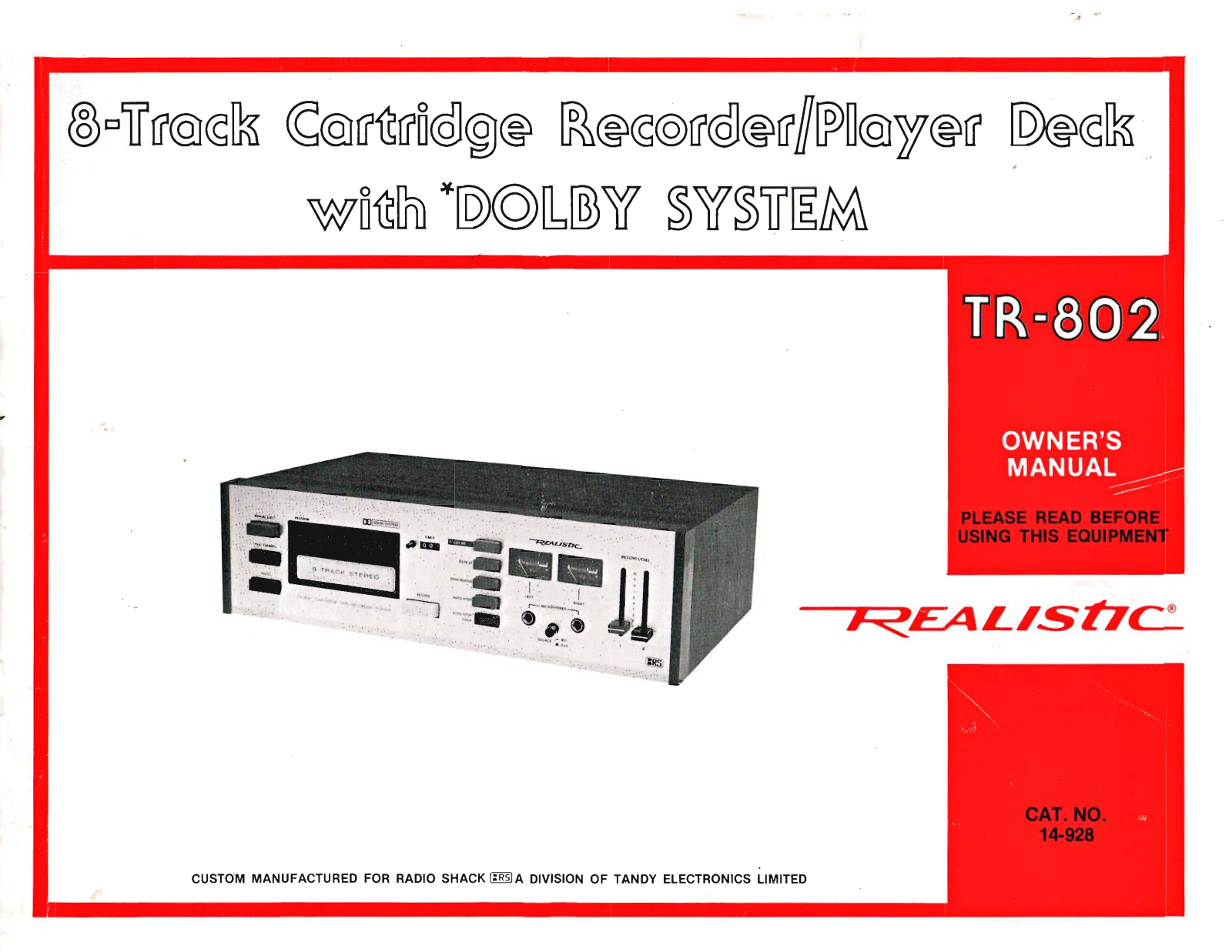 Realistic TR-802 User Manual