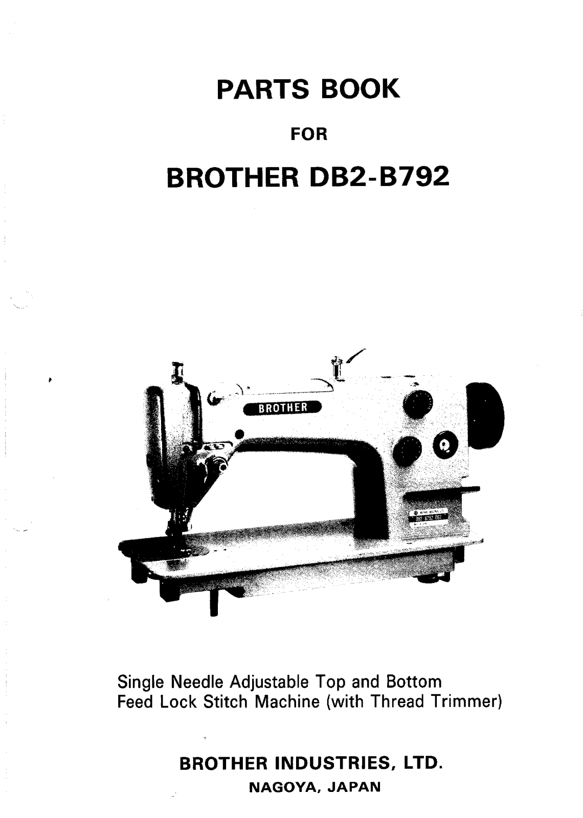 BROTHER DB2-B792 Parts List