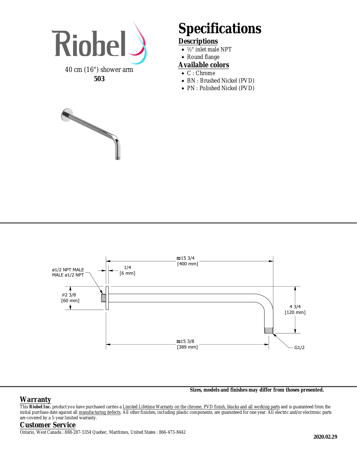 Riobel 503BG Specifications - ManualMachine.com