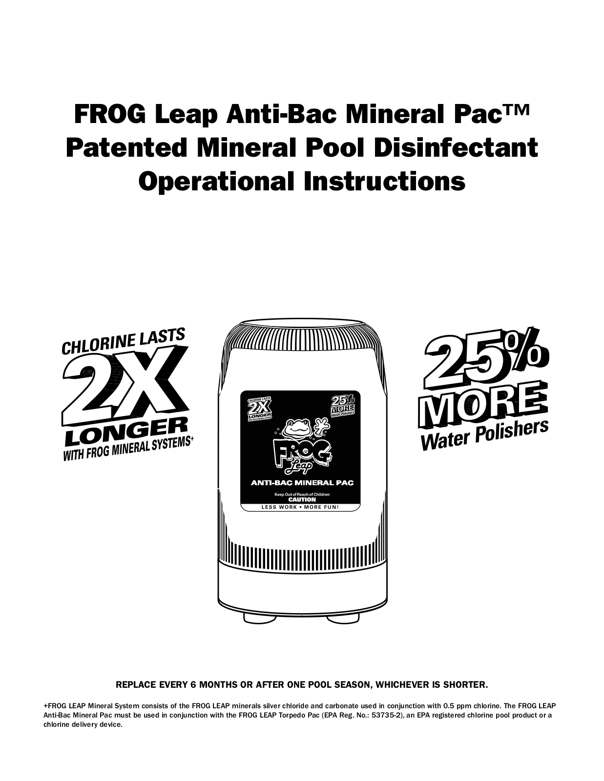 King Technology FROG Leap Anti-Bac Mineral Pac User Manual