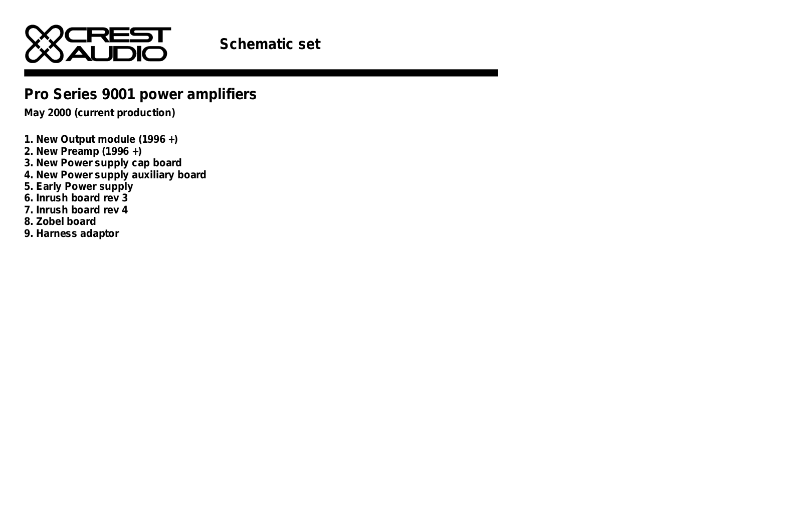 Crest Audio 9001 Schematic