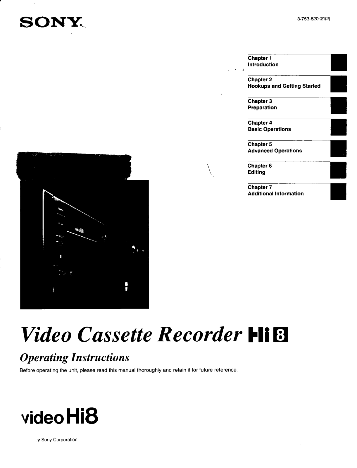 Sony EVS3000 Operating Manual