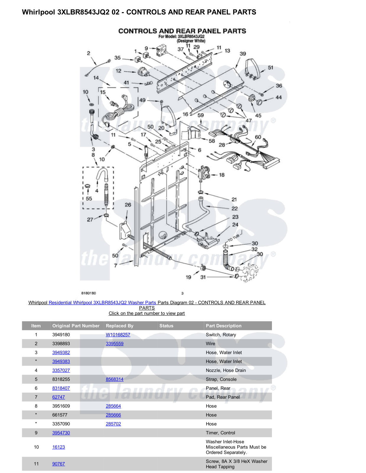 Whirlpool 3XLBR8543JQ2 Parts Diagram