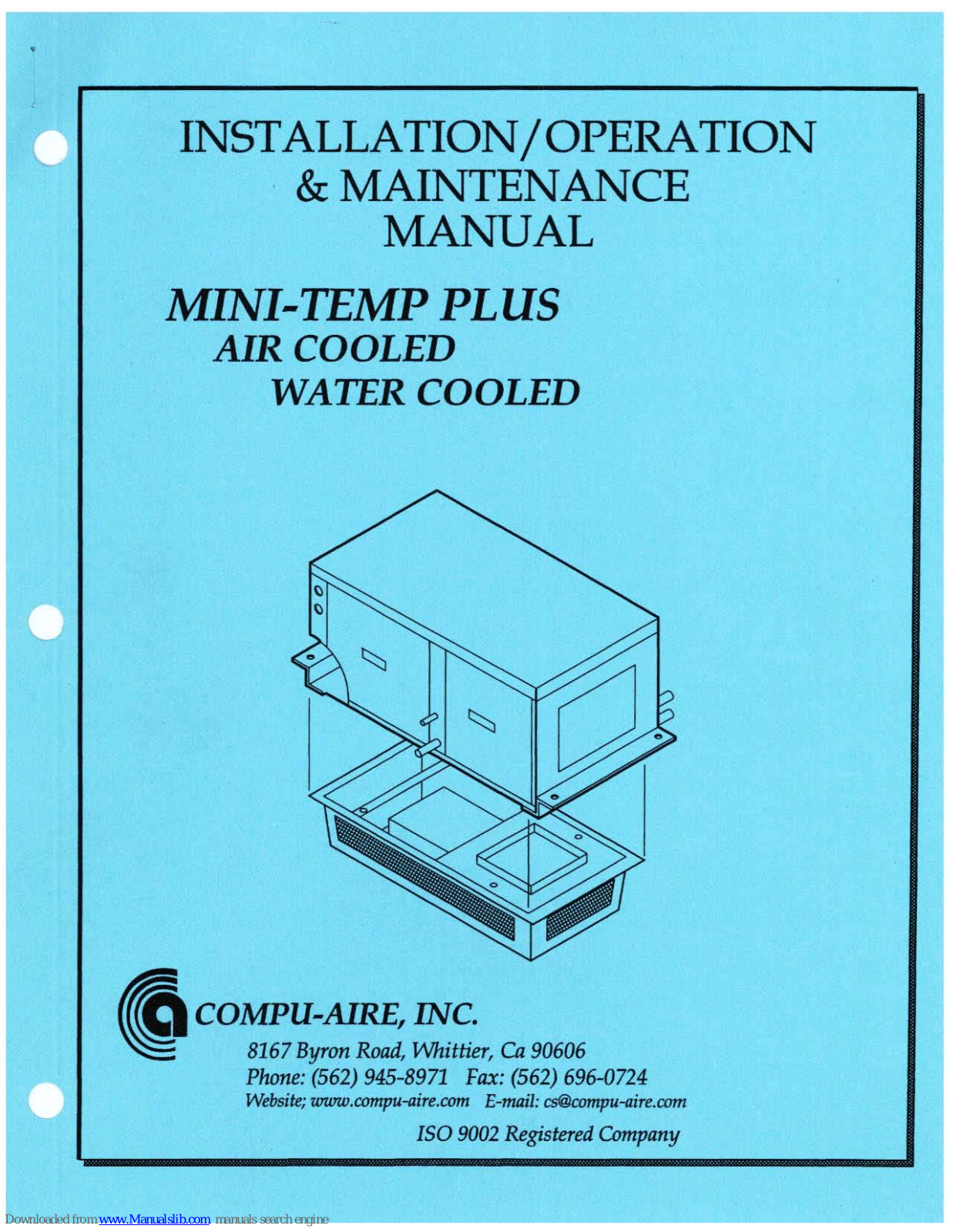 Compu-aire MINI-TEMP PLUS Installation, Operation & Maintenance Instructions Manual - ManualMachine.com