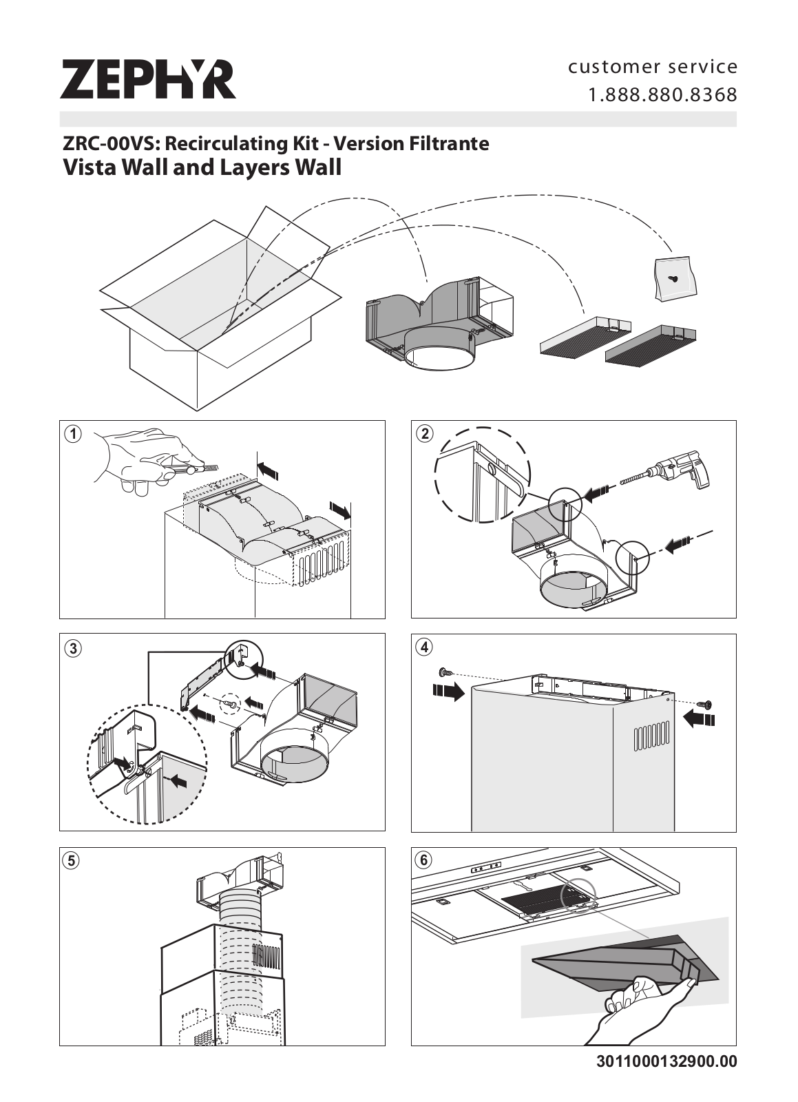 Zephyr ZRC00VS INSTALLATION INSTRUCTIONS