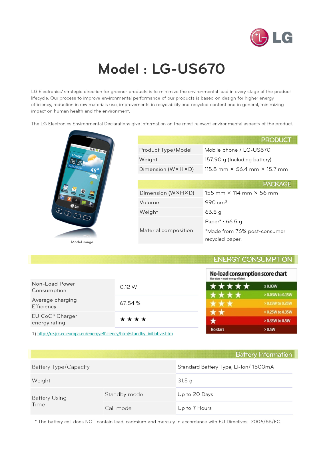 LG US670 User Manual