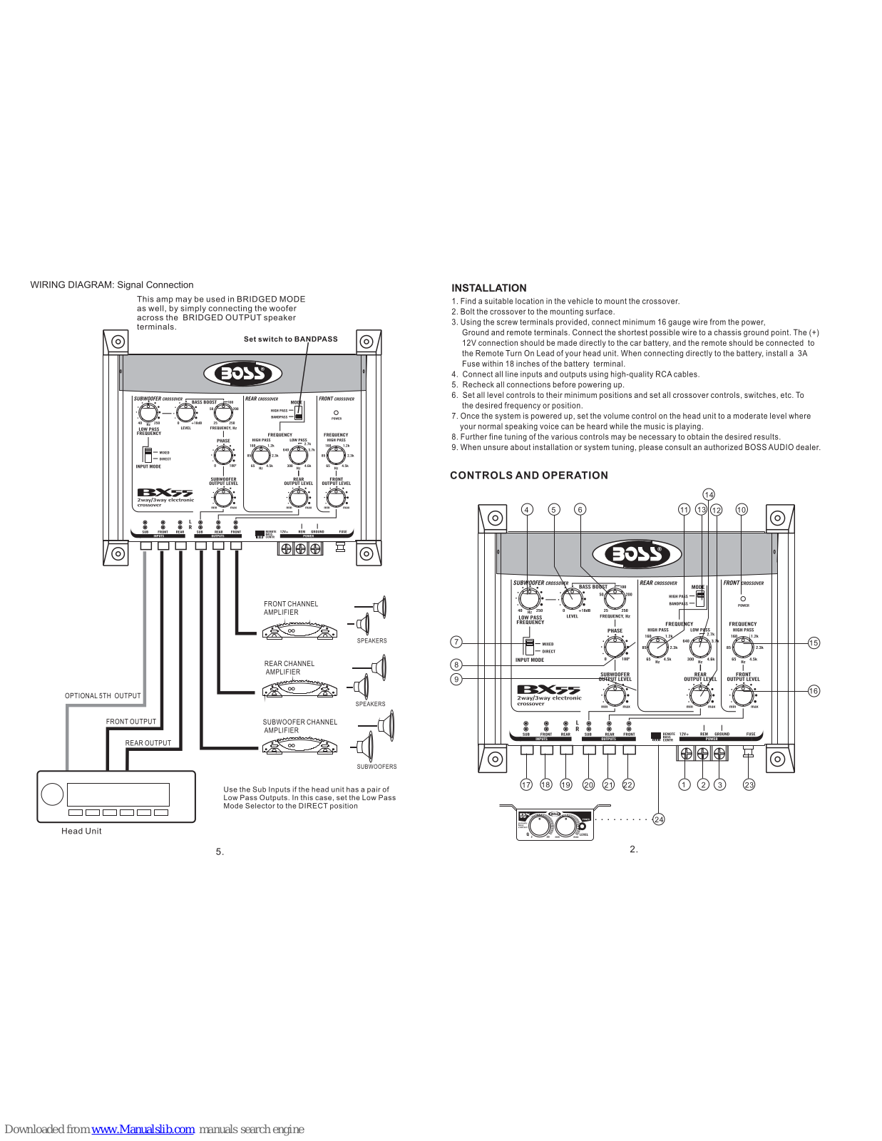 Boss Electronic Crossover User Manual