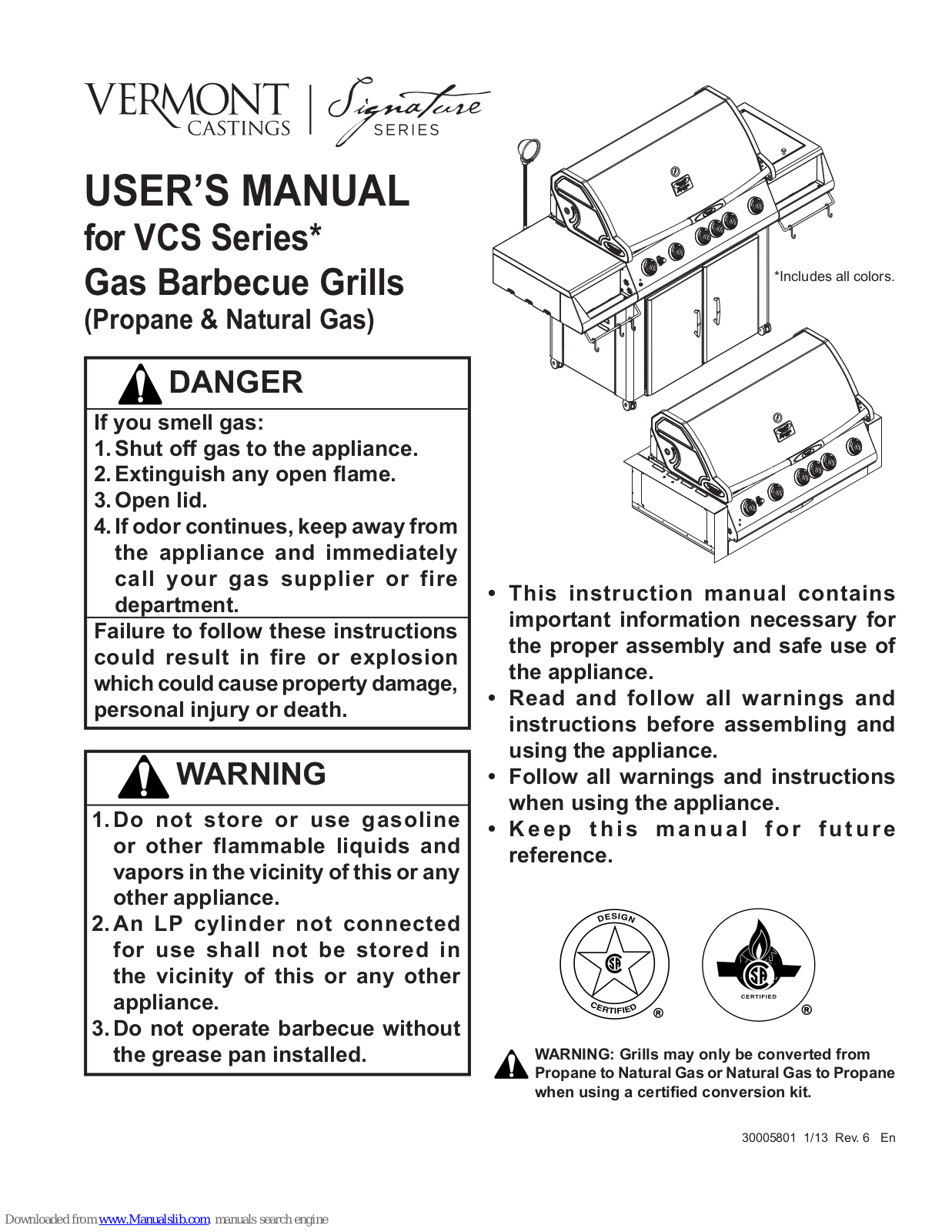 Vermont Castings VCS Series, VCT Series User Manual