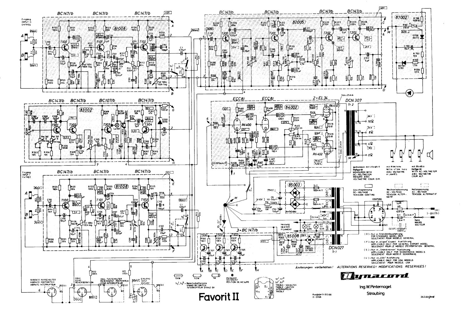 Dynacord Favorit 2 Schematic