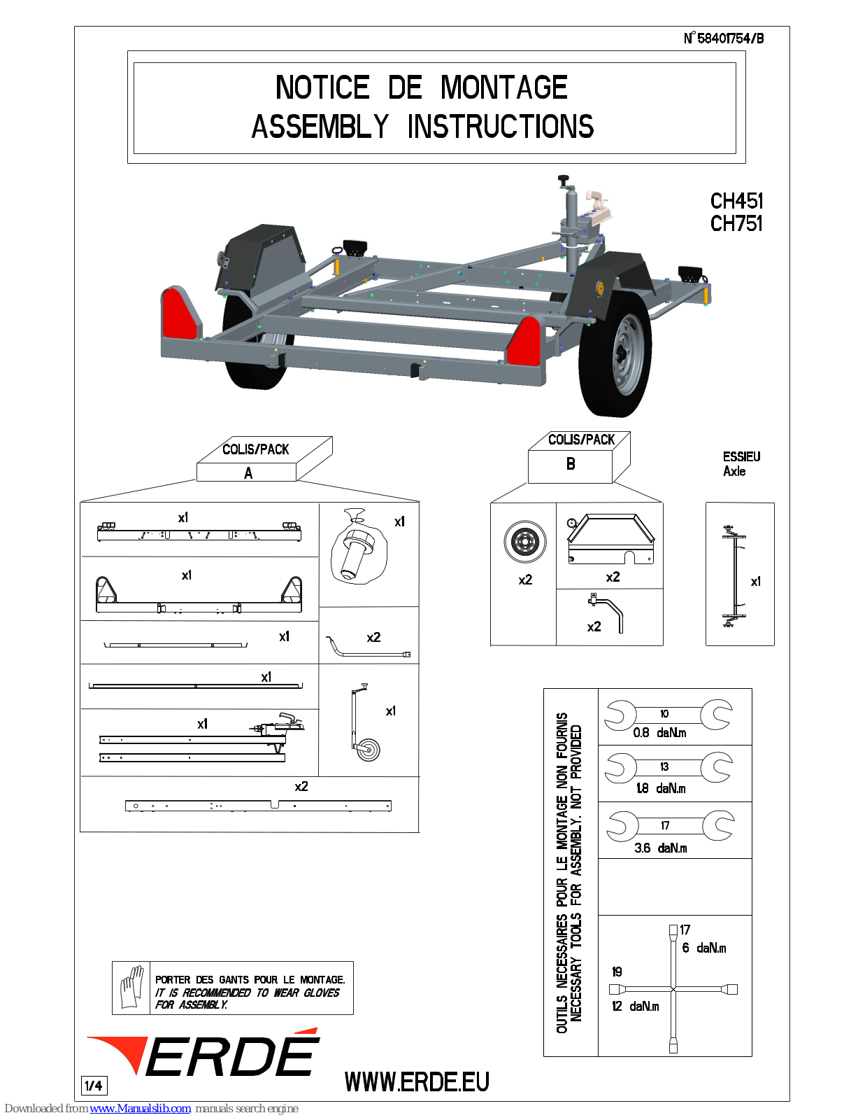 Erde CH451, CH751 Assembly Instructions Manual - ManualMachine.com