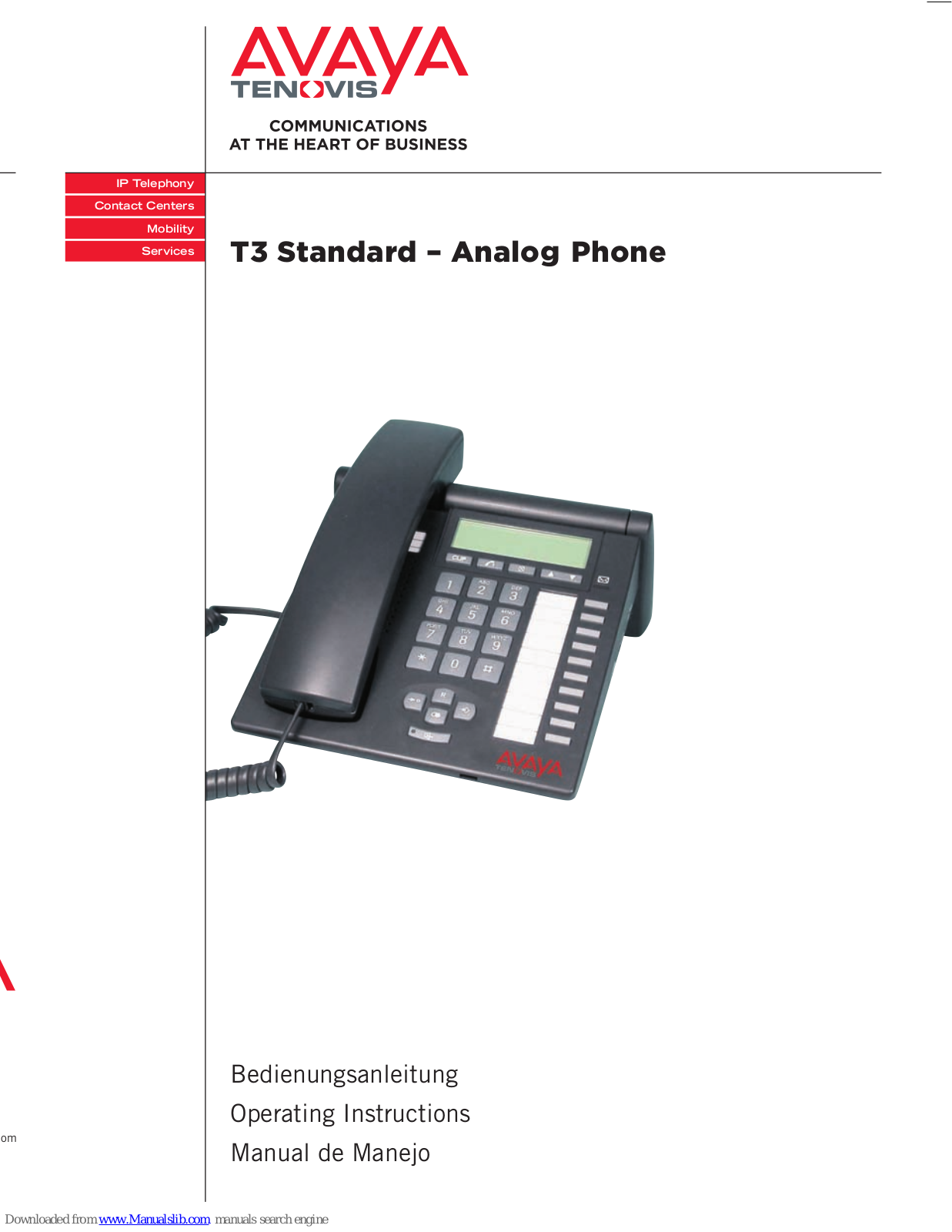 Avaya T3 Standard Operating Instructions Manual