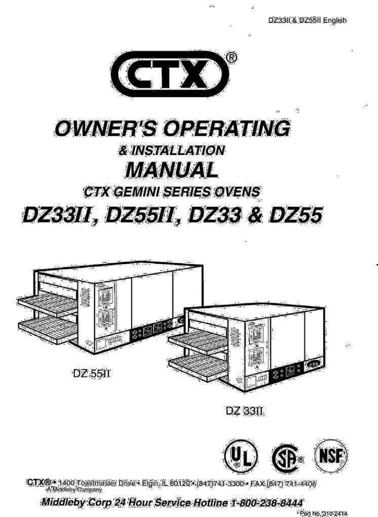 CTX DZ33II, DZ55II, DZ33, DZ55 Installation  Manual