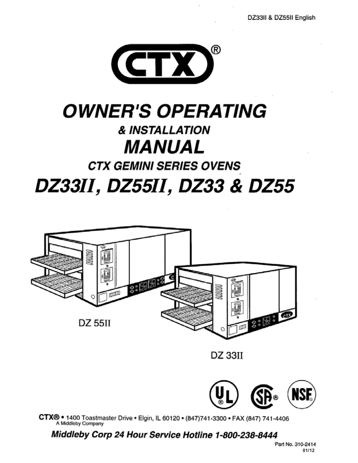 CTX DZ33II, DZ55II, DZ33, DZ55 Installation  Manual