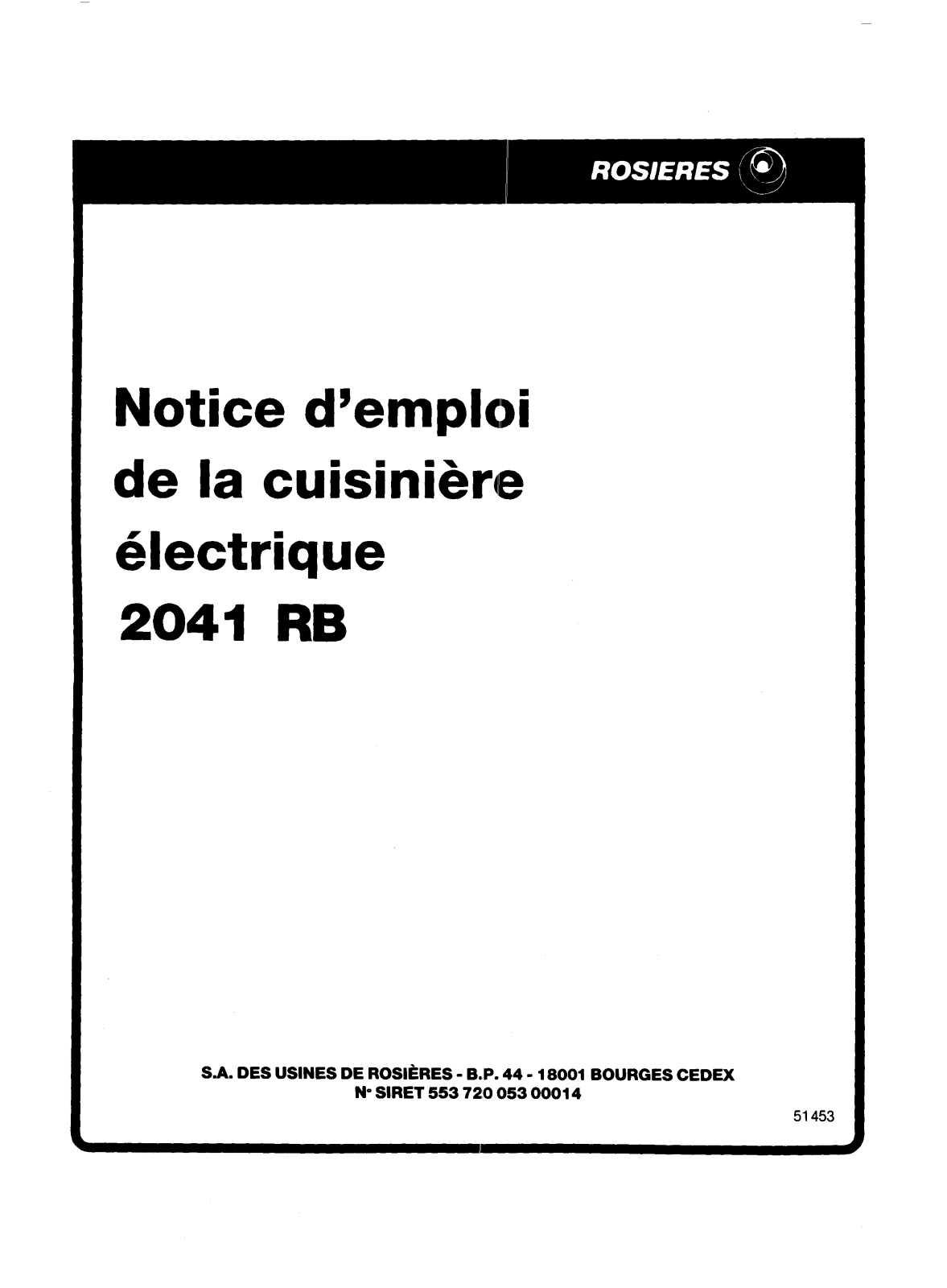 ROSIERES 2041 RB User Manual