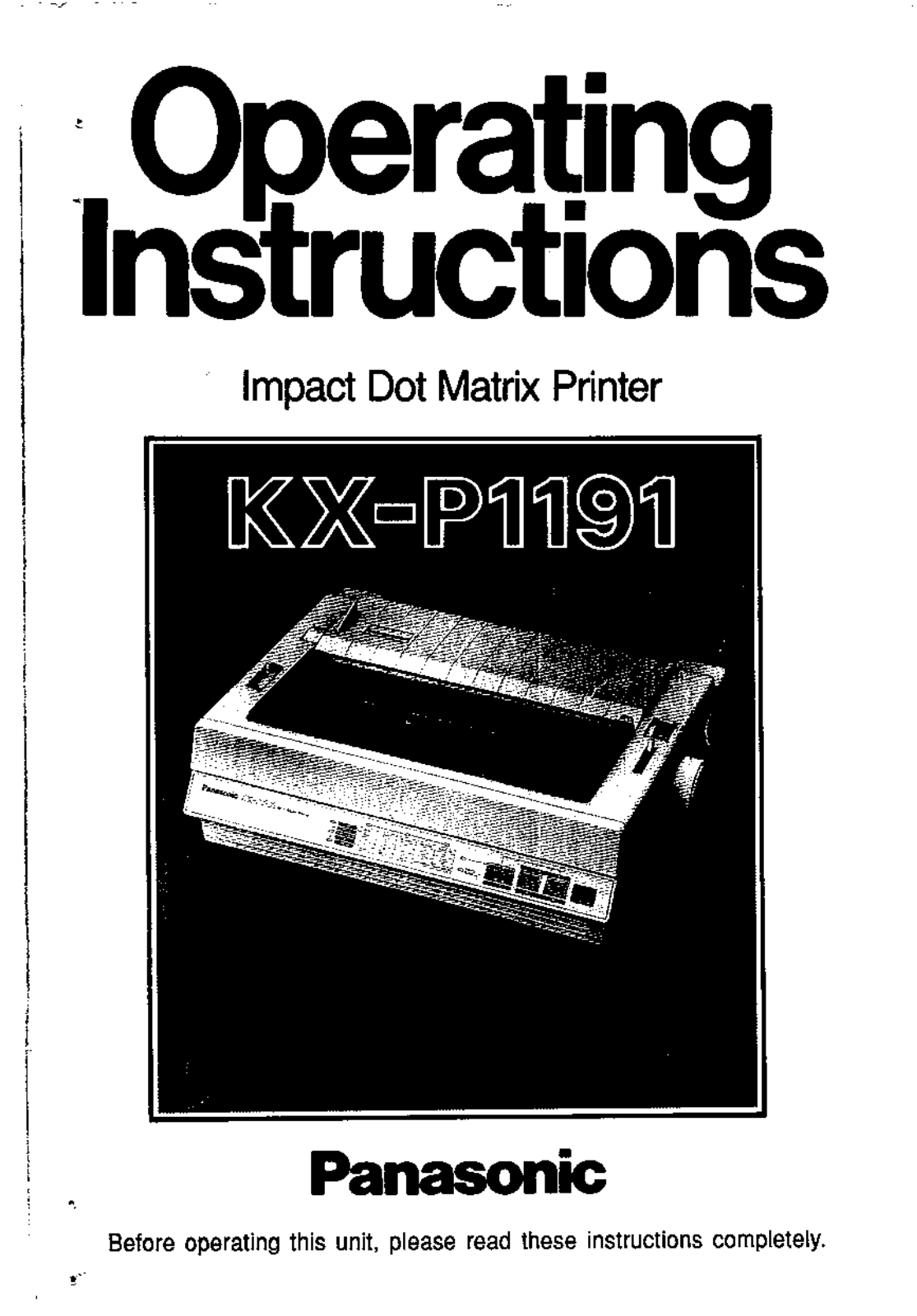 Panasonic kx-p1191 Operation Manual