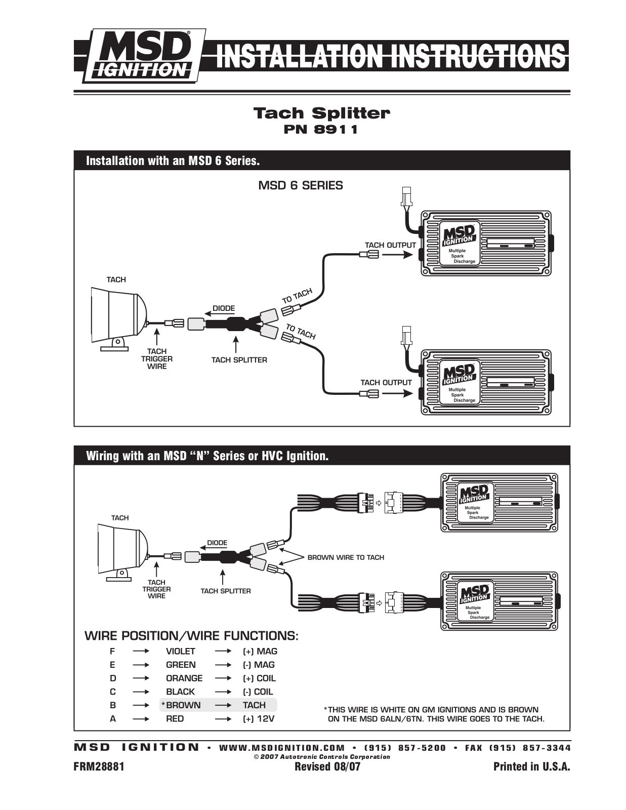 MSD 8911 Installation