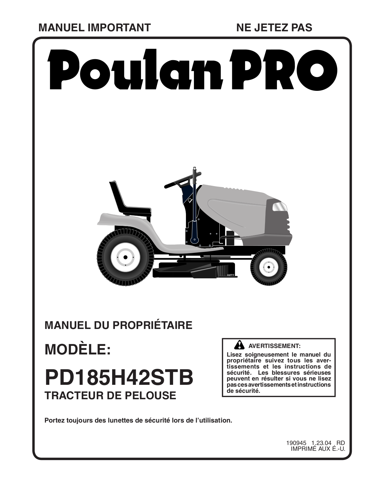 POULAN PRO PD185H42STB User Manual