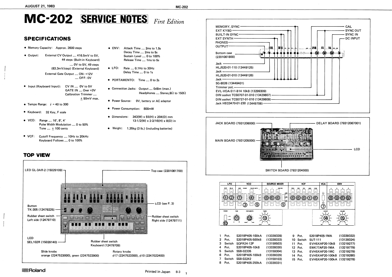 Roland MC-202 Service Manual