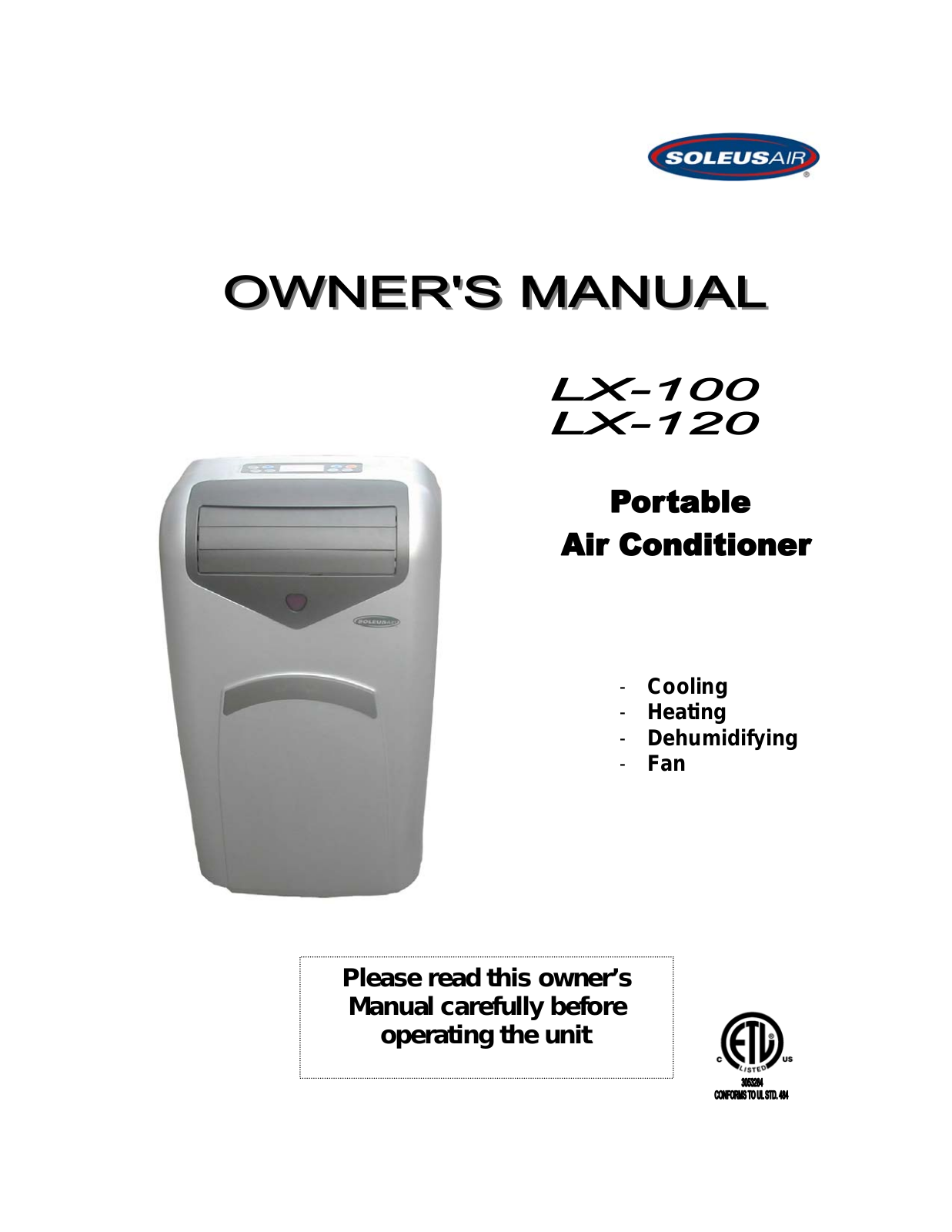 Soleus Air LX-100 User Manual