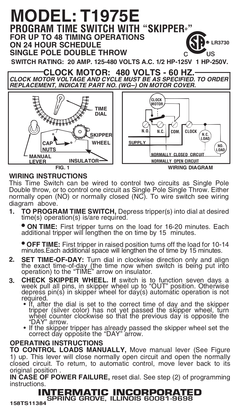 Intermatic T1975E Owner's Manual